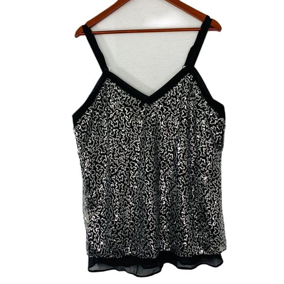 Modern Movement Tops - Modern Movement Camisole Women XL Black Chiffon Silver Sequin Edgy Concert NWT